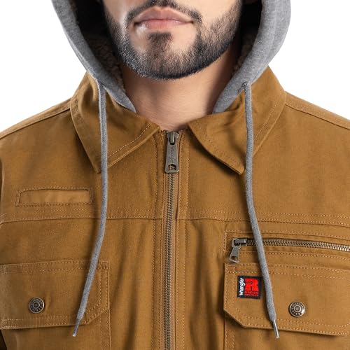 Wrangler Men's Quilted Lined Jacket with Sherpa Hood3