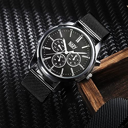 Image of Stainless Steel Mesh Watch Band for Mens Women, Quick Release Mesh Watch Straps 18mm 20mm 22mm 24mm (24mm Black)