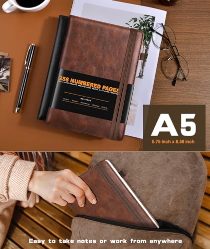 Dilitego HARDCOVER-BMHHMB001 Lined Journal Notebook For Women Men, 256 Numbered Pages Hardcover Leather Journals thumb #2