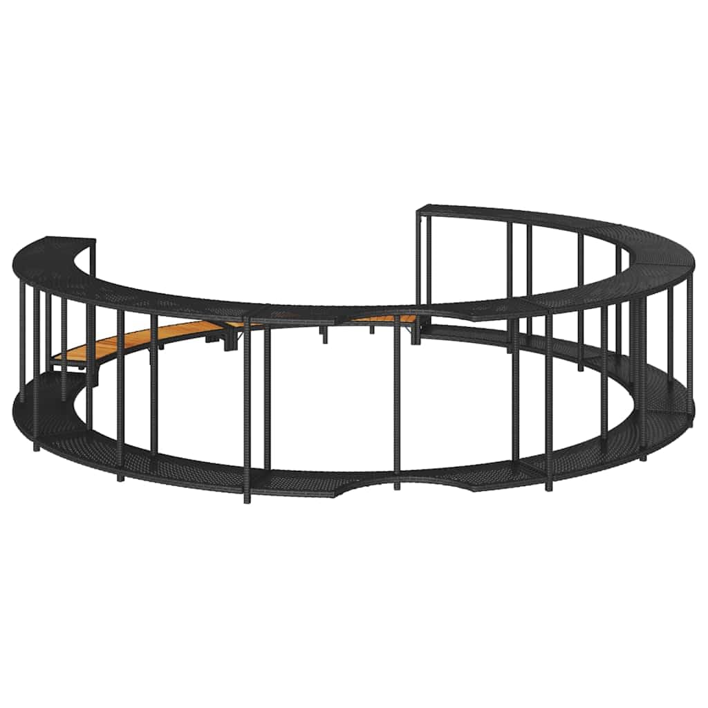 Ribete para bañera de hidromasaje con espacio de almacenamiento, color negro de ratán sintético y escalón de madera de acacia, apto para jacuzzis portátiles
