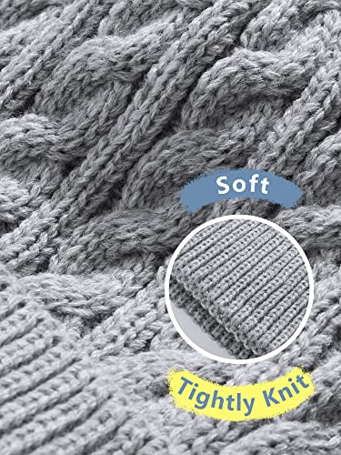 3 Pieces Kids Satin Lined Knit Beanies Winter Hat Child Warm Ski Skull Caps for Girls Boys Baby Toddlers 3-12 Years4