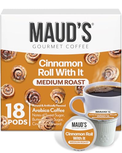 Image of Maud's Cinnamon Roll Flavored Coffee Pods, 18ct | Medium Roast Flavored Coffee in Single Serve Pods - Compatible with Keurig Coffee Makers