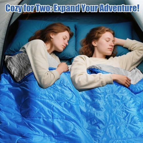 Image of 2-in-1 Detachable Sleeping Bag,Waterproof 4-Season Adult Sleeping Bags w /Removable Cotton Liner - Converts to 2 Lightweight Bags for Camping, Hiking, Travel