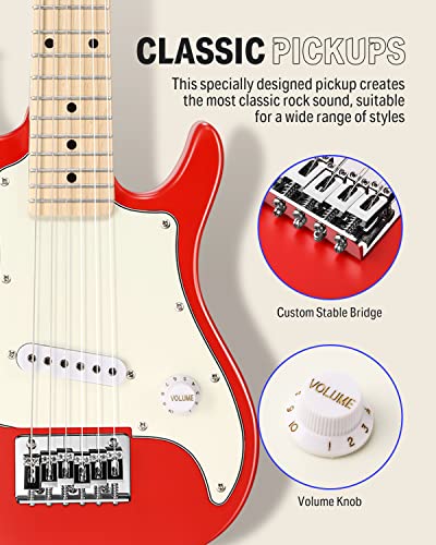Donner Kit guitare électrique junior 76,2 cm pour débutant, ST Style Mini guitare Premium Bundle avec ampli, accordeur… - Les Beatles, Paul McCartney, John Lennon, RIngo Starr, George Harrison Donner Kit guitare électrique junior 76,2 cm pour débutant, ST Style Mini guitare Premium Bundle avec ampli, accordeur… – Image 4