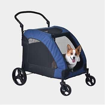 大型犬 ペットカート折りたたみ 4輪 ストッパー付き 軽量 組立 xx48-1.jpg