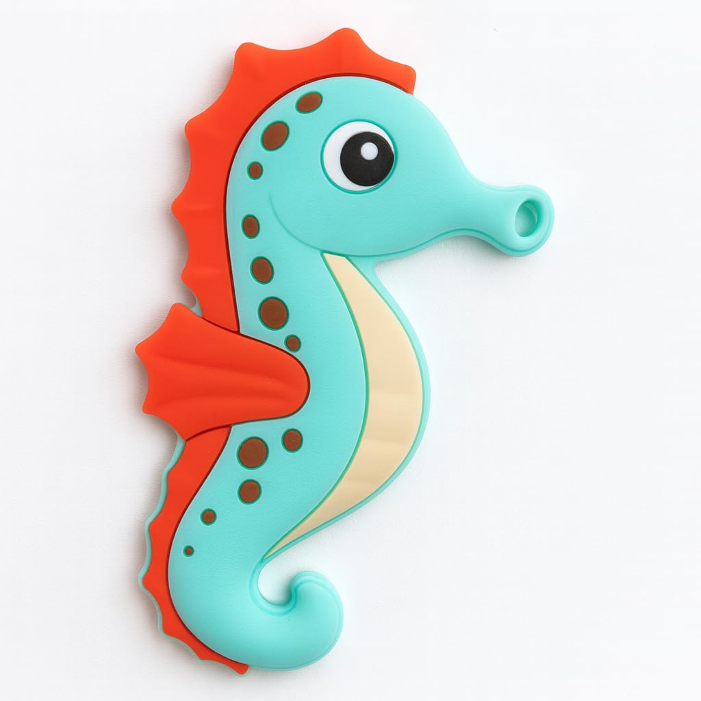 DTR Creation Seahorse Baby Teether Toy ? Aqua Green BPA-Free Silicone Teething Toy for Infants & Toddlers | Soft & Safe Gum Soother Chew| 100% Food-Grade Material-image-44