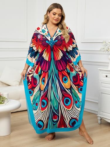 Image of Kaftan Dress for Women - Plus Size Caftan Maxi Beach Dress Moo Moos Loungewear, Swimsuit Cover Up for Beach, Pool or Vacation