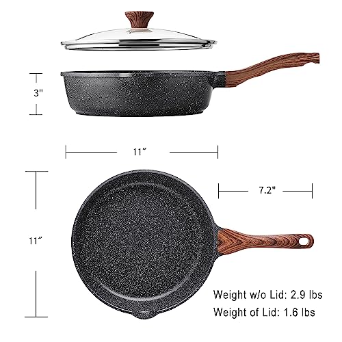 Sensarte CHU-FANG-56 Nonstick Deep Frying Pan Skillet, 11-Inch Saute Pan With Lid thumb #4