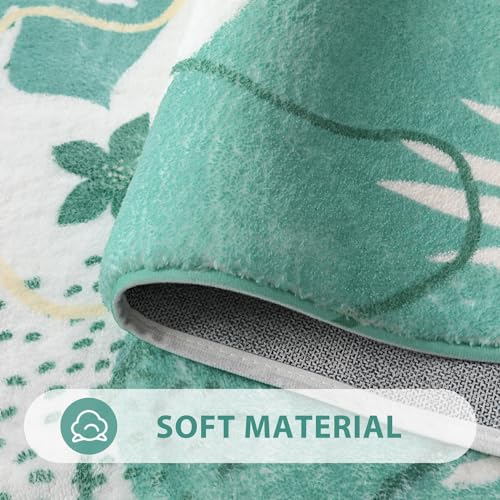 Uphome Boho Abstract Bathroom Runner Modern Teal Non-Slip Bathroom Rugs Soft Machine Washable Plant Bath Mats Farmhouse Aesthetic Leaf Bath Rug For Sink Bathtub Kids Room thumb #1