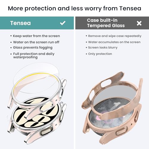 Image of Tensea [5+5Pack for Samsung Galaxy Watch 6 Screen Protector Case 44mm Accessories, Hard PC Bumper /HD Anti-Fog Tempered Glass Protective Film, Face Cover Set, Galaxy Watch 6 Case for Women Men