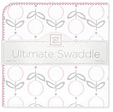 SwaddleDesigns Ultimate Swaddle Blanket, Made in USA Premium Cotton Flannel, Pink Lolli Fleur (Mom's Choice Award Winner)