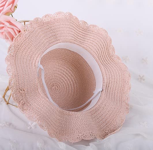 Sombrero de Verano para niña + Bonito Sombrero de Paja con Protector Solar de Cereza (marrón, Talla única)