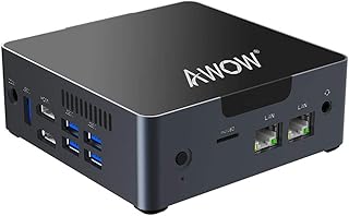 AWOW Mini PC Desktop Computer Intel Celeron N3450 Windows 10 Pro 6GB DDR4 128GB SSD/Burst Frequency 2.2 GHz/Dual LAN/ 2.4G+5G Dual Band WiFi/4K /Bluetooth/HDMI/5 USB3.0 Ports Micro PC