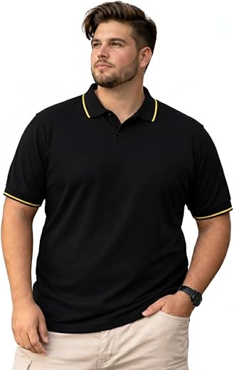 Veirdo Men's Classic Fit Plus Size Polo T-Shirt, Half Sleeve, Stylish Cotton Tee, Formal &amp; Casual Wear, Comfortable &amp; Dura...