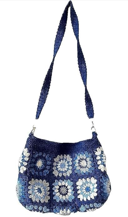Handmade Crochet Bag | Beautiful crochet blue Sling Bag, Cross Body Bag, Shoulder Bag For Girls & Women | Best Cotton Bag For Daily, Office & Casual Use