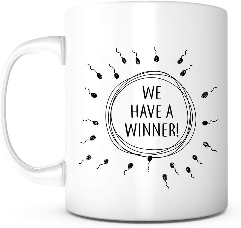 We Have A Winner-11 Ounce Ceramic White Mug, Baby Shower, Baby Announcement, Funny Mug, Congratulations Husband, Expecting Mom, Coming Soon, Fatherhood, I'm Pregnant, Pregnancy Reveal