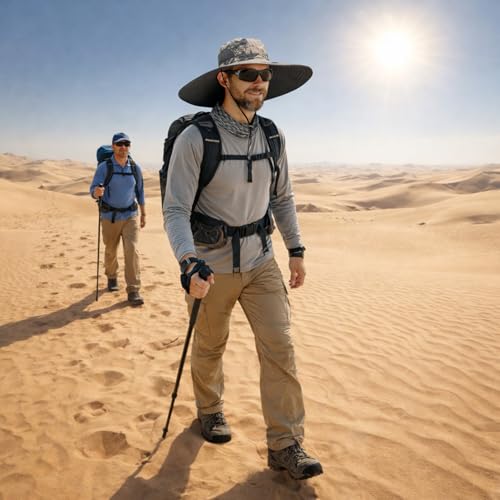 Image of Wide Brim Sun Hat for Men Women UV Protection Ventilated Summer Hats for Fishing Hiking Garden Beach