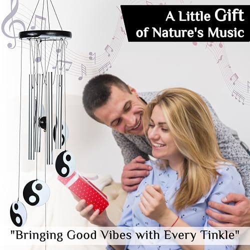 Image of ZAICUS Wind Chimes for Balcony - Elegant Wind Chime for Home Positive Energy - Yin-Yang Metal Tube Wind Chimes for Living Room, Garden, Patio & Meditation Space