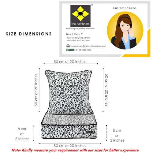 Image of Multipurpose 50x50x8 CM Woven Fashionable High Densitiy Foam Cushion Set for Floor, Patio, Chair and Balcony Garden Seating - White & Black Animal Set, Big Size Set - 20x20x3 Inch