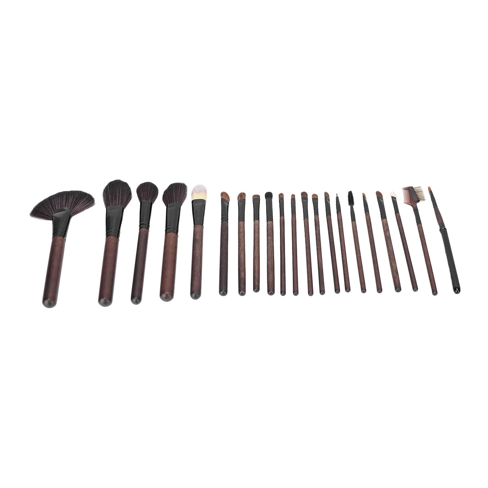 Set di 21 pennelli trucco con manico in legno, kit professionale di pennelli cosmetici per fondotinta, blush e ombretto, setole morbide con borsa di conservazione, per uso