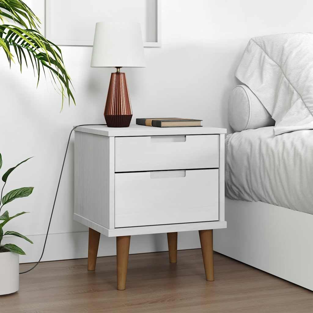 Table de chevet MOLDE en bois de pin blanc 40x35x48 cm