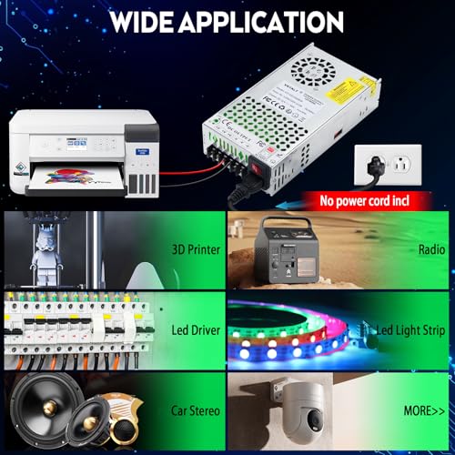 Image of VAYALT New DC 12V 50A 600W Switching Power Supply, SMPS Power Supply, Universal Regulated Switching 110v to 12v Converter, for Industrial, CCTV, Computer Project, LED Strip Light (No Power Cord)