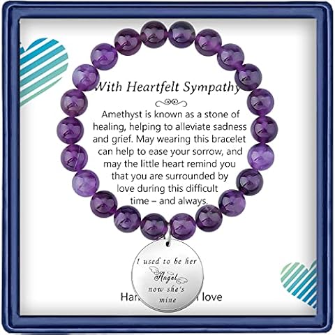 Haoze Sympathy Gift for Loss of Mom, Remembrance Bracelet Sympathy Memorial Gifts for Loss of Mom Mother Father Pet Grief Jewelry (I used to be her angel, now she is mine) Cover