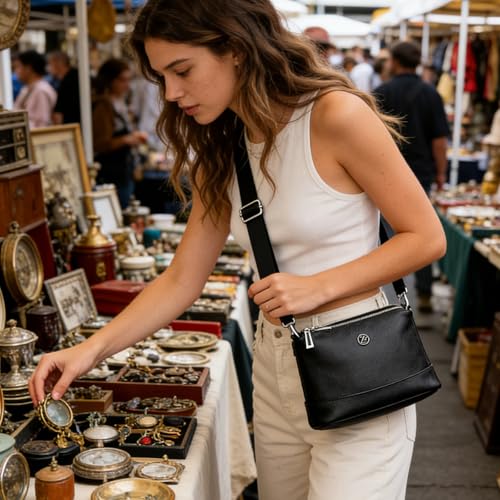 Image of Eslcorri Lightweight Nylon Crossbody Bag for Women, 3 Pocket Casual Shoulder Purse with Adjustable Strap for Travel Daily Use | Well-organized