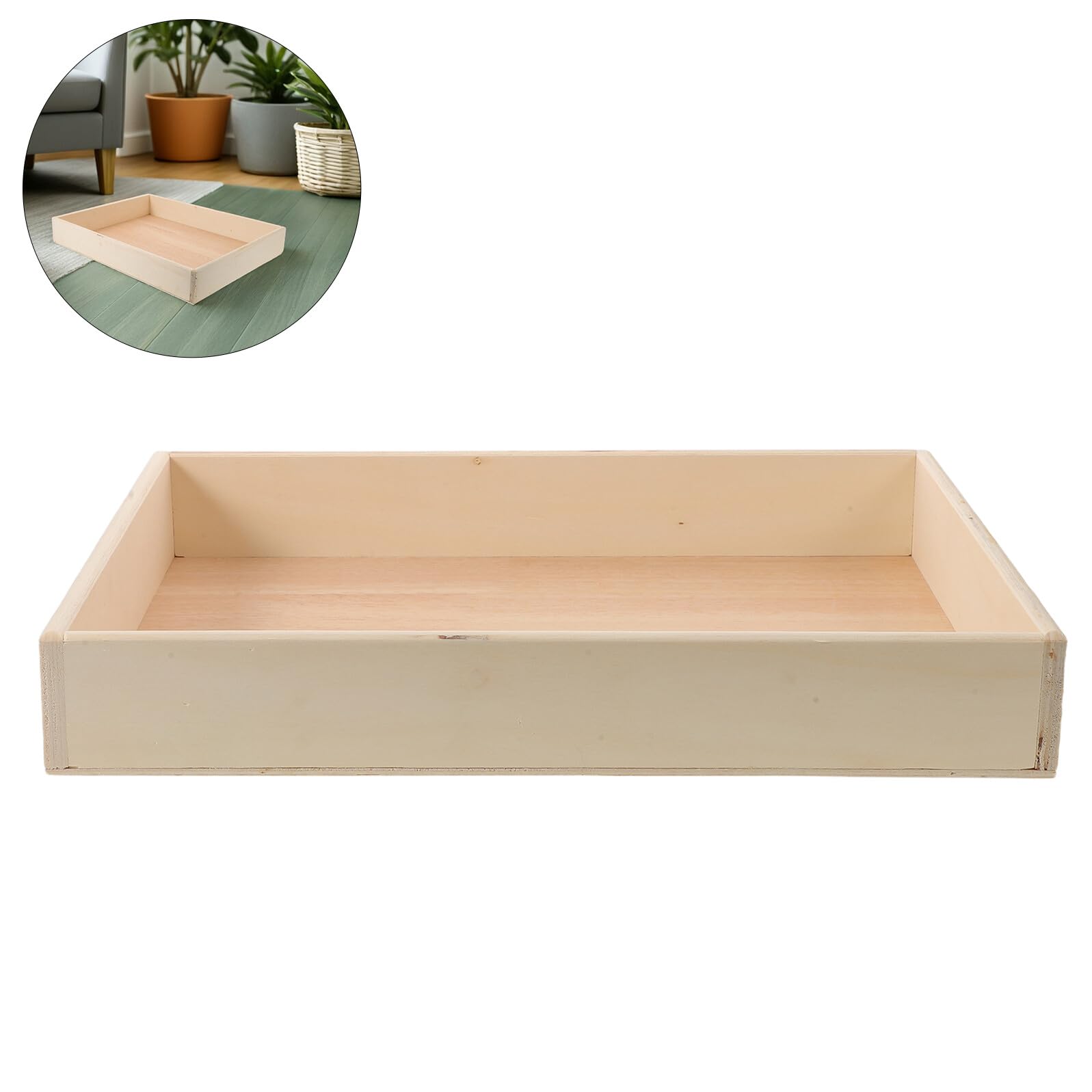 Hemobllo Bandeja de Arena Montessori de Madera Natural 40x30x6 Cm para Jardín Zen Japonés, Mini Bandeja para Meditación y Relajación en Escritorio, Accesorio Decorativo para Oficina y