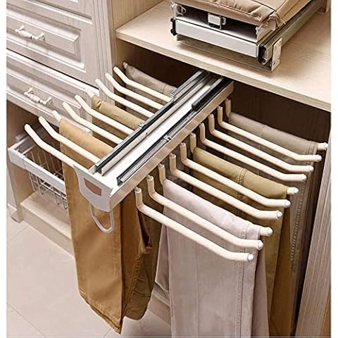 ybaymy Ausziehbarer Hosenbügel hosenhalter für kleiderschrank Ausziehbarer Kleiderbügelhalter Multifunktion Hosenhalter Organizer Rack Pants verschiebbare Cover