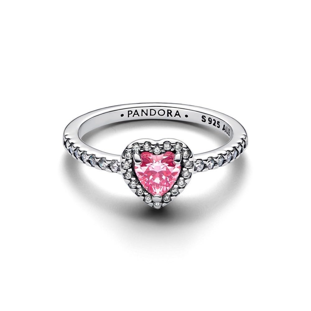 Anello a Cuore in Argento Sterling con Zirconia Cubica Rosa Fantasia e Chiaro