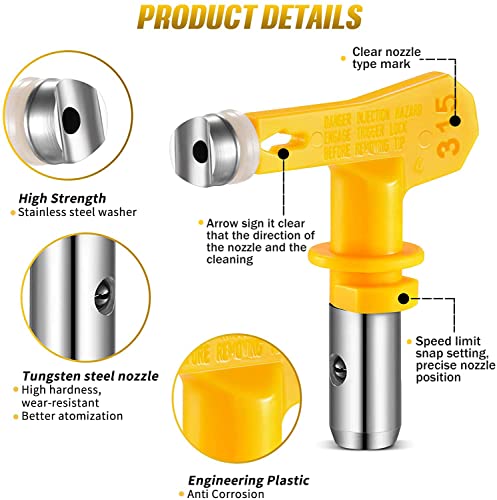 WOOLUCK® 6 Stück Airless Düse mit Spitzendichtung, für Airless Farbsprühsysteme (Typ 515,517,519,521,523,525)