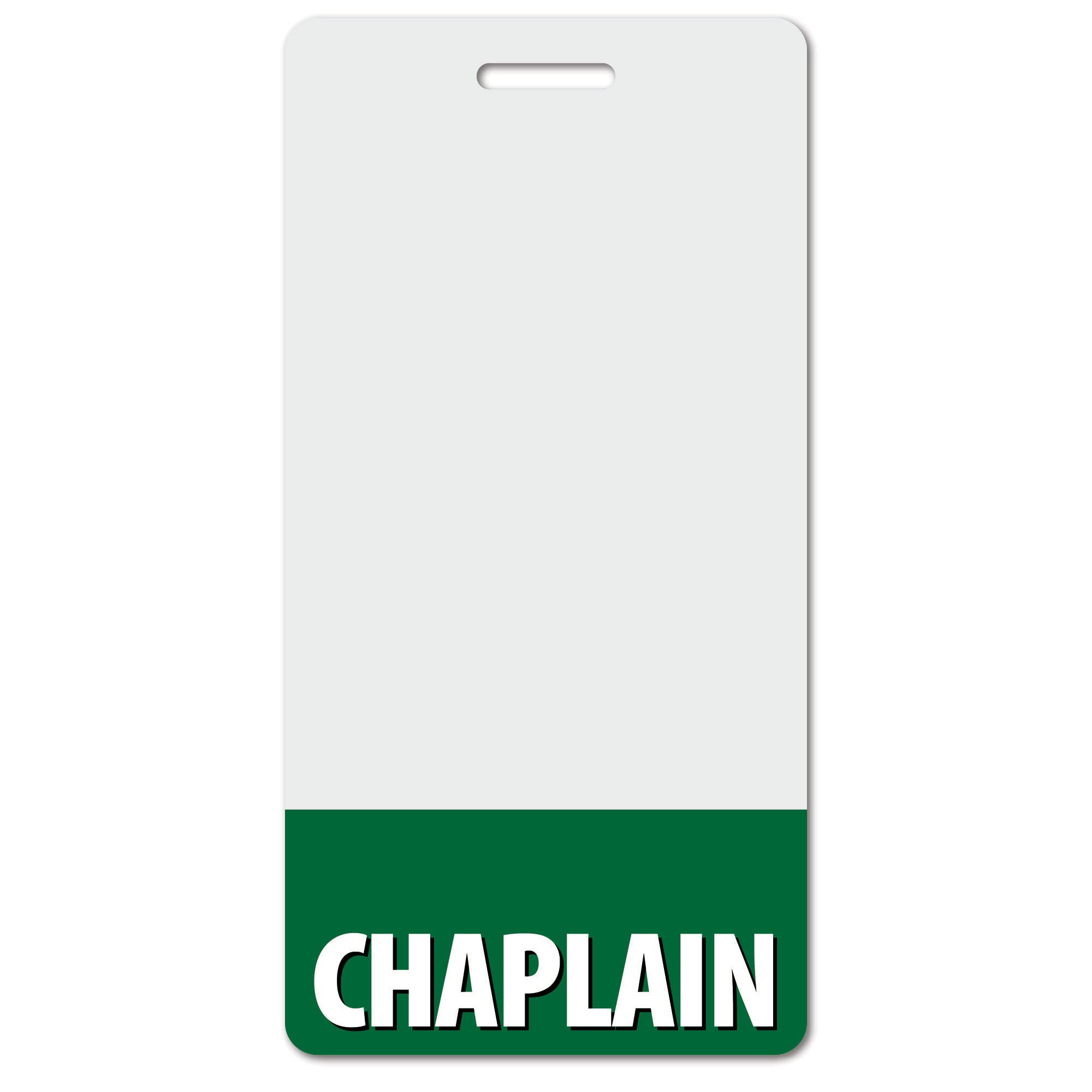 Chaplain Heavy Duty Vertical Dark Green (5 Pack) - Spill & Tear Proof Cards - 2 Sided USA Printed Quick Role Identifier ID Tag Backer by BadgeZoo