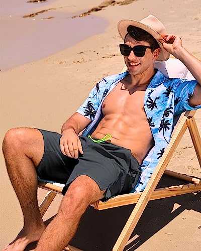 difficort Mens Swim Trunks Quick Dry Bathing Suit 9 inch Inseam Board Shorts with Compression Liner and Zipper Pocket3