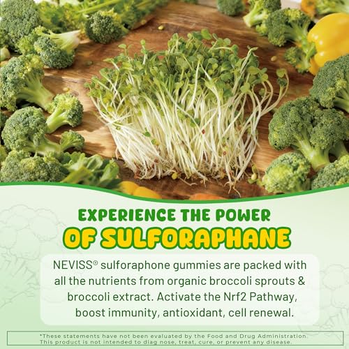Image of Liposomal Sulforaphane Gummies from Broccoli Sprouts with Superfood, SOD, Beta Glucans, Myrosinase, White Mustard for Kids 4+ & Adults Supports Brain, Cognitive & Focus, Immune, Sugar Free, 120cts
