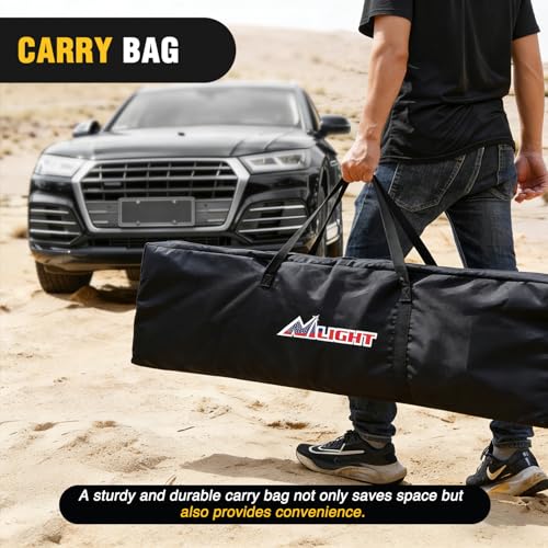 Image of Nilight Recovery Off-Road Traction Boards 2Pcs 43 inchL x 13.3 inchW with Yellow Teeth for 4WD 4X4 Mud Sand Snow Includes 2PCS Mounting Kit & Carry Bag (Grey)