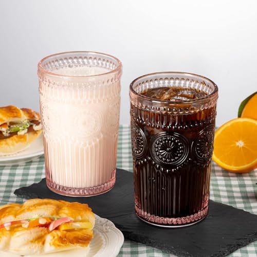 Set de 6 vasos vintage de cristal grabado 12oz miniatura 5