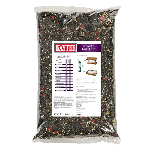 Kaytee Ultimate Nut and Fruit Wild Bird Food for Cardinals, Finches, Chickadees, Nuthatches, Woodpeckers, Grosbeaks, Juncos, 9.75 lb