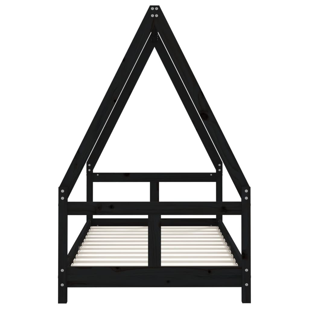 Kinderbett aus Massivholz Kiefer – Hausform Bett mit Lattenrost – 70x140 / 80x160 / 80x200 / 90x190 / 90x200 cm – Farben: Natur/Schwarz/Weiß – Kinderbett für Kinder ab 4 Jahren