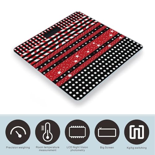 Báscula digital de baño con diseño de rayas y puntos miniatura 3