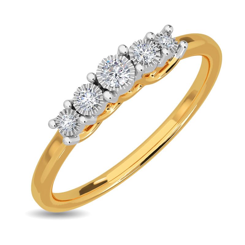 Image of KISNA 14k / 18k Real Gold & Diamond Ring | Diwali, Rakhi Rakshabandhan Gift for Sister /Bhabhi /Women | With Certificate of Authenticity & BIS-Hallmarked Gold Jewellery | Aamna Diamond Ring