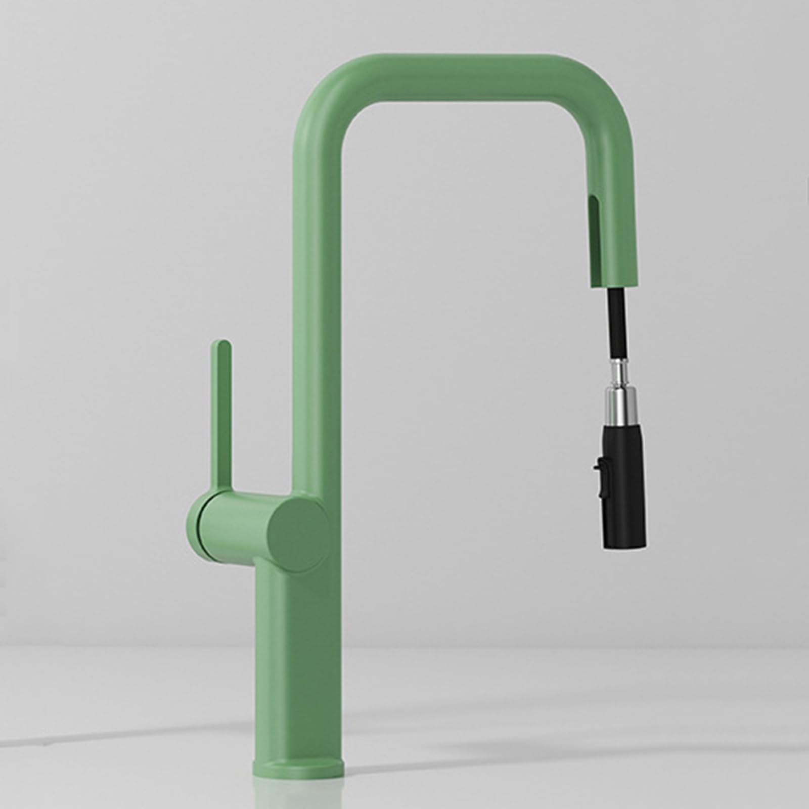 ZYCHSJXA Kitchen Bath Taps Sink Mixer Pull Out Spray Tap Single Faucet - Green Lever with Swivel Spout Monobloc