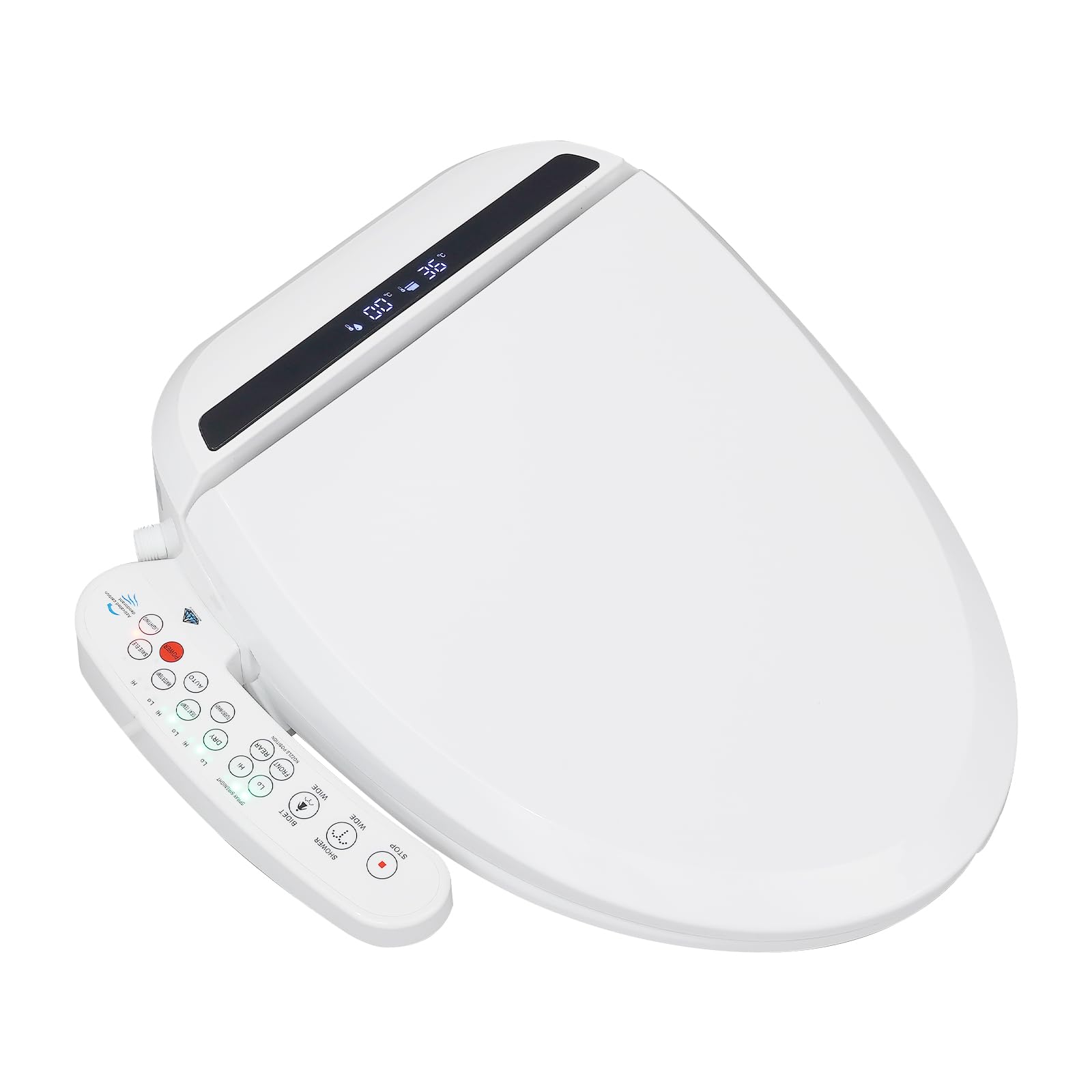 Inteligentna deska sedesowa elektryczna bidet, podgrzewana deska sedesowa z bocznym sterowaniem, regulowana dysza, spersonalizowana regulacja ciśnienia wody, ciepłe suszenie powietrzem