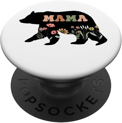 Miniatura 1 de Camiseta con diseño de flores silvestres con diseño de mamá oso para el día de la madre, PopSockets intercambiables