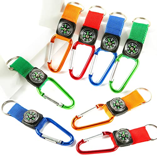 PROLOSO Colorful Carabiner Compass Keychain Belt Clips Kids Toys Prizes Outdoors Adventure Party Favors 20 Pcs miniatura 2