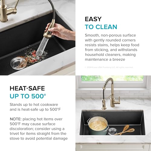KRAUS Black Onyx 31 in Undermount Granite Kitchen Sink KGU-413B - image 7