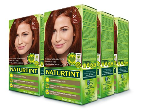 Naturtint Permanent Hair Color 5C Light Copper Chestnut (Pack of 6), Ammonia Free, Vegan, Cruelty Free, up to 100% Gray Coverage, Long Lasting Results
