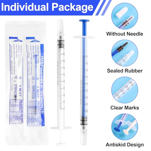 20 Stück Spritze 1 ml Spritzen Kolostrum Spritze Kolostrum Sammler Kunststoffspritzen mit Kappen Ohne Nadel für Nachfüllen und Messen von Flüssigkeiten wissenschaftliche Labors