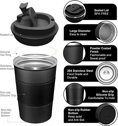 Wosta-Travel-Mug-Insulated-Coffee-Cup-with-Leakproof-LidVacuum-Insulation-Stainless-Steel-Reusable-for-Hot-Cold-CoffeeTea-Thermal-Mug-with-Non-Slip-C-Grip-Black-380-Ml