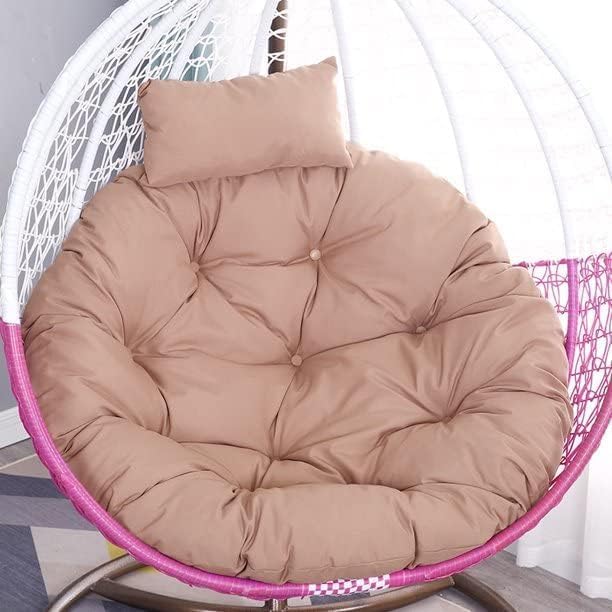 Image of KYNE Microfibre Cushion for Hanging Basket Round Shape Swing Chair Cushions for Outdoor Egg Swing Chair Garden Swing, Seat Padded Pillow Cushion (Beige)